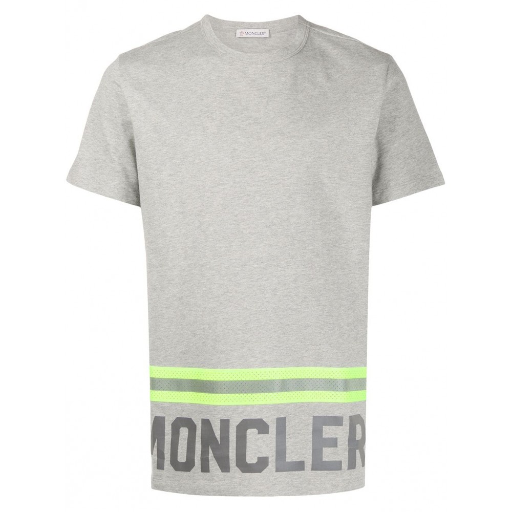 Moncler High Vis Logo Print T-shirt Grey MCS28594