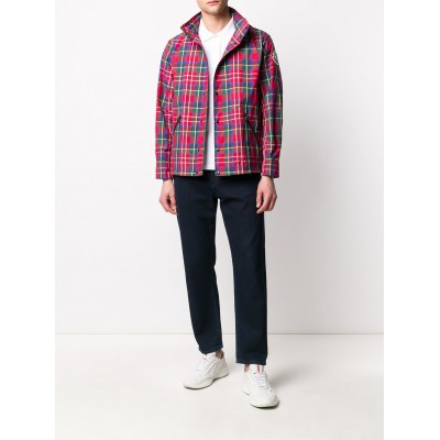 Moncler tartan-print Windbreaker Jacket Red MCS29555