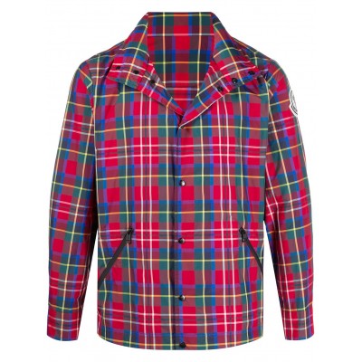 Moncler tartan-print Windbreaker Jacket Red MCS29555