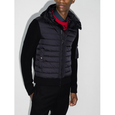 Moncler Knit Detail Padded Jacket Blue MCS28670