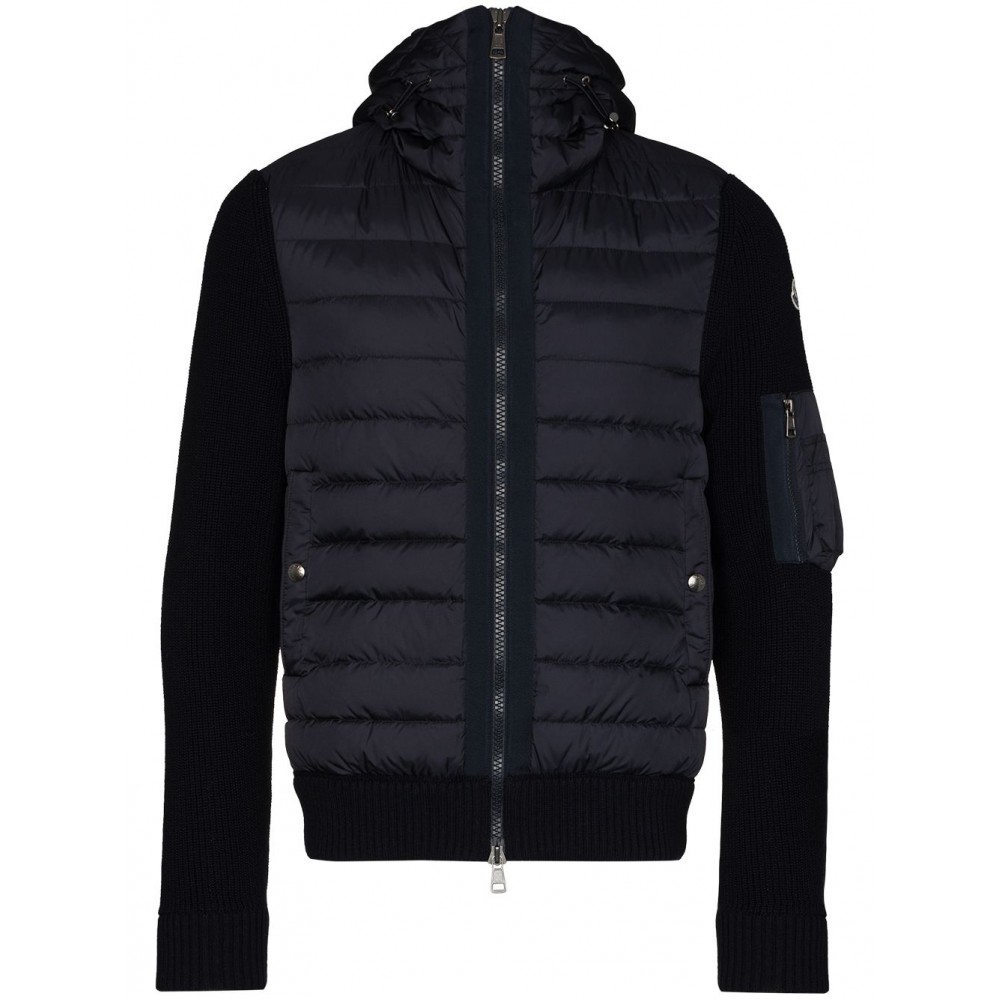 Moncler Knit Detail Padded Jacket Blue MCS28670