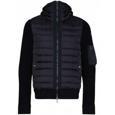 Moncler Knit Detail Padded Jacket Blue MCS28670