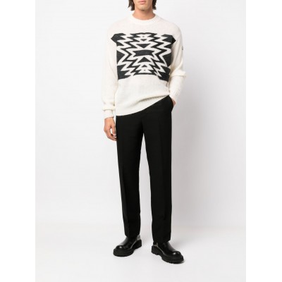 Moncler Patterned intarsia-knit Jumper White UKMCS29396