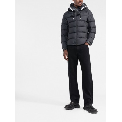 Moncler Hooded Feather Down Jacket Black MCS28614