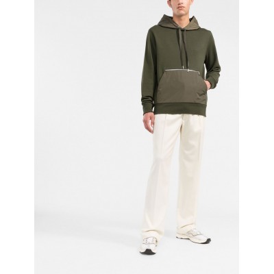 Moncler Panelled Cotton Hoodie Green UKMCS29361