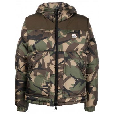 Moncler camouflage-print Hooded Puffer Jacket Green MCS28261