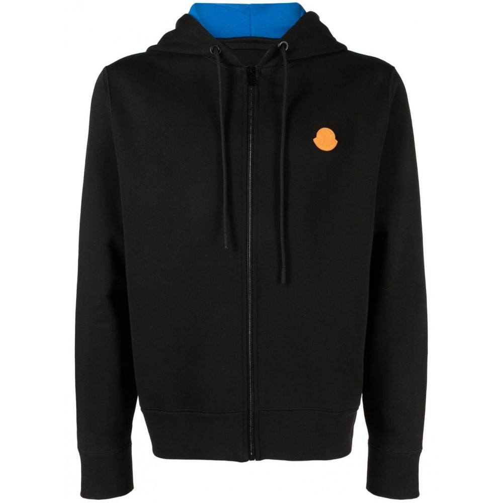 Moncler logo-patch zip-up Hoodie Black MCS29071