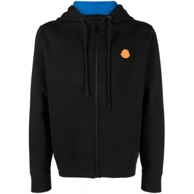 Moncler logo-patch zip-up Hoodie Black MCS29071