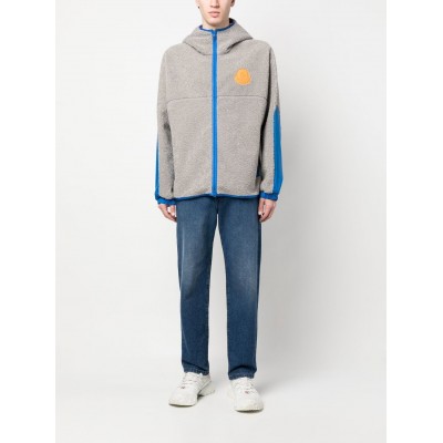 Moncler contrast-trim Textured Jacket Grey MCS28337