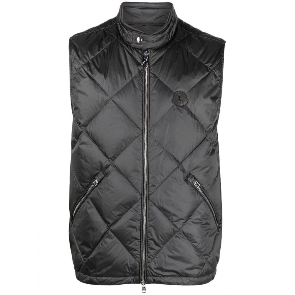 Moncler Neste logo-patch diamond-quilted Down Gilet Grey MCS29279