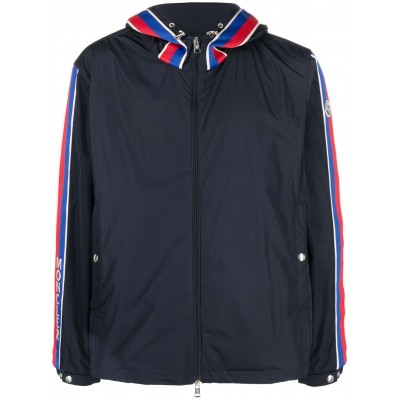 Moncler stripe-detail Hooded Jacket Blue MCS29540