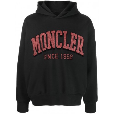 Moncler Glitter logo-print Hoodie Black MCS28549