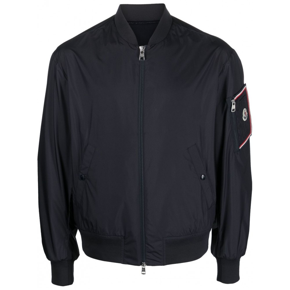 Moncler logo-patch zip-up Bomber Jacket Blue MCS29070