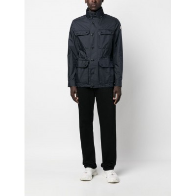 Moncler logo-patch button-up Windbreaker Blue MCS28924