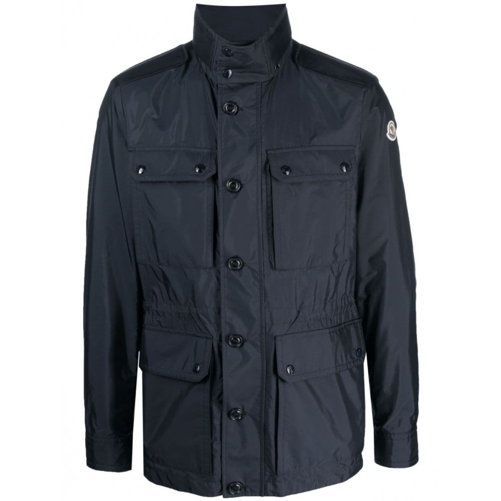 Moncler logo-patch button-up Windbreaker Blue MCS28924