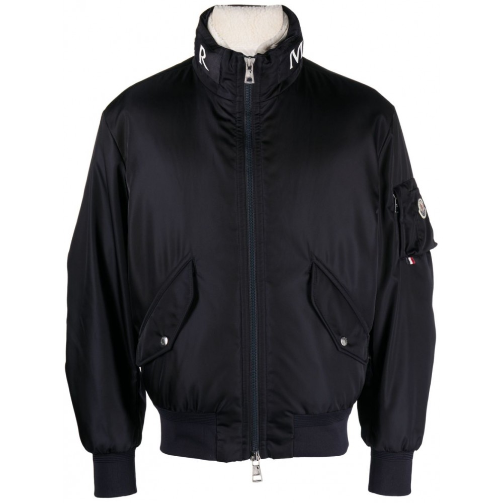 Moncler logo-collar Padded Bomber Jacket Blue MCS28849