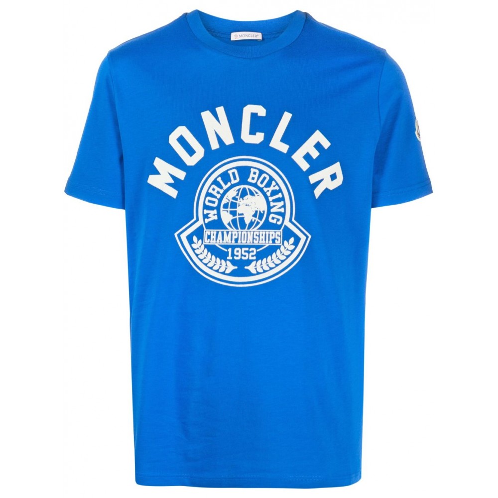 Moncler logo-print Cotton T-shirt Blue UKMCS29093