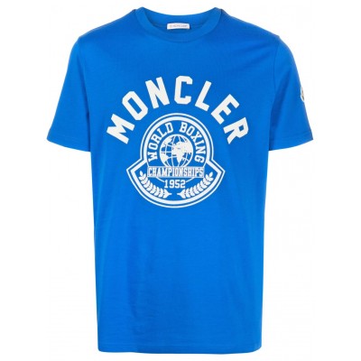 Moncler logo-print Cotton T-shirt Blue UKMCS29093