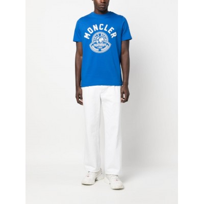 Moncler logo-print Cotton T-shirt Blue UKMCS29093