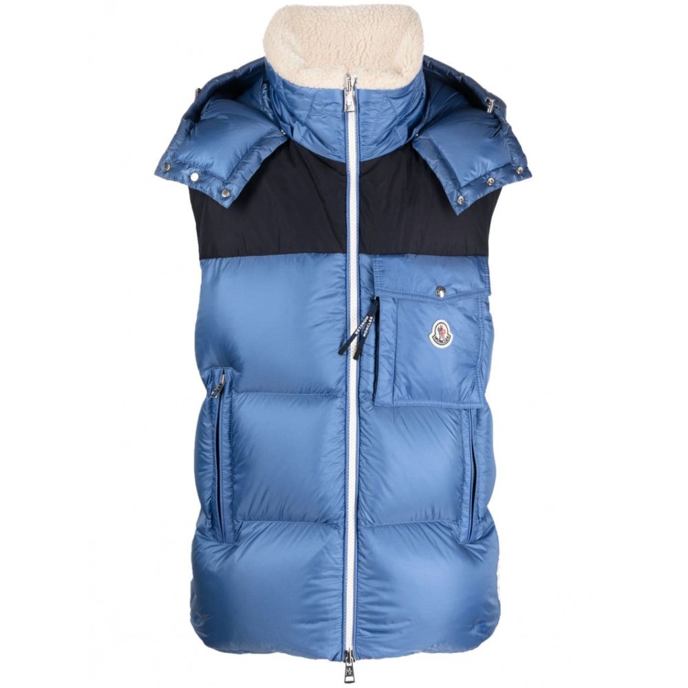 Moncler feather-down Hooded Gilet Blue MCS28473