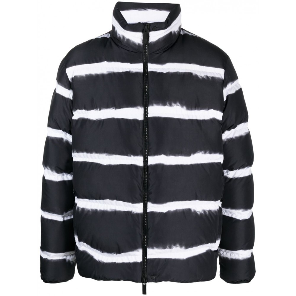 Moncler Sil Striped Puffer Jacket Black MCS29502