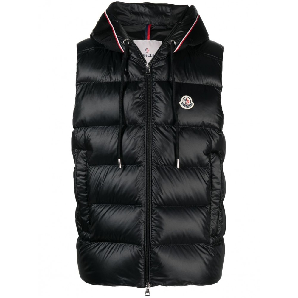 Moncler logo-patch Quilted Hooded Gilet Black MCS29039