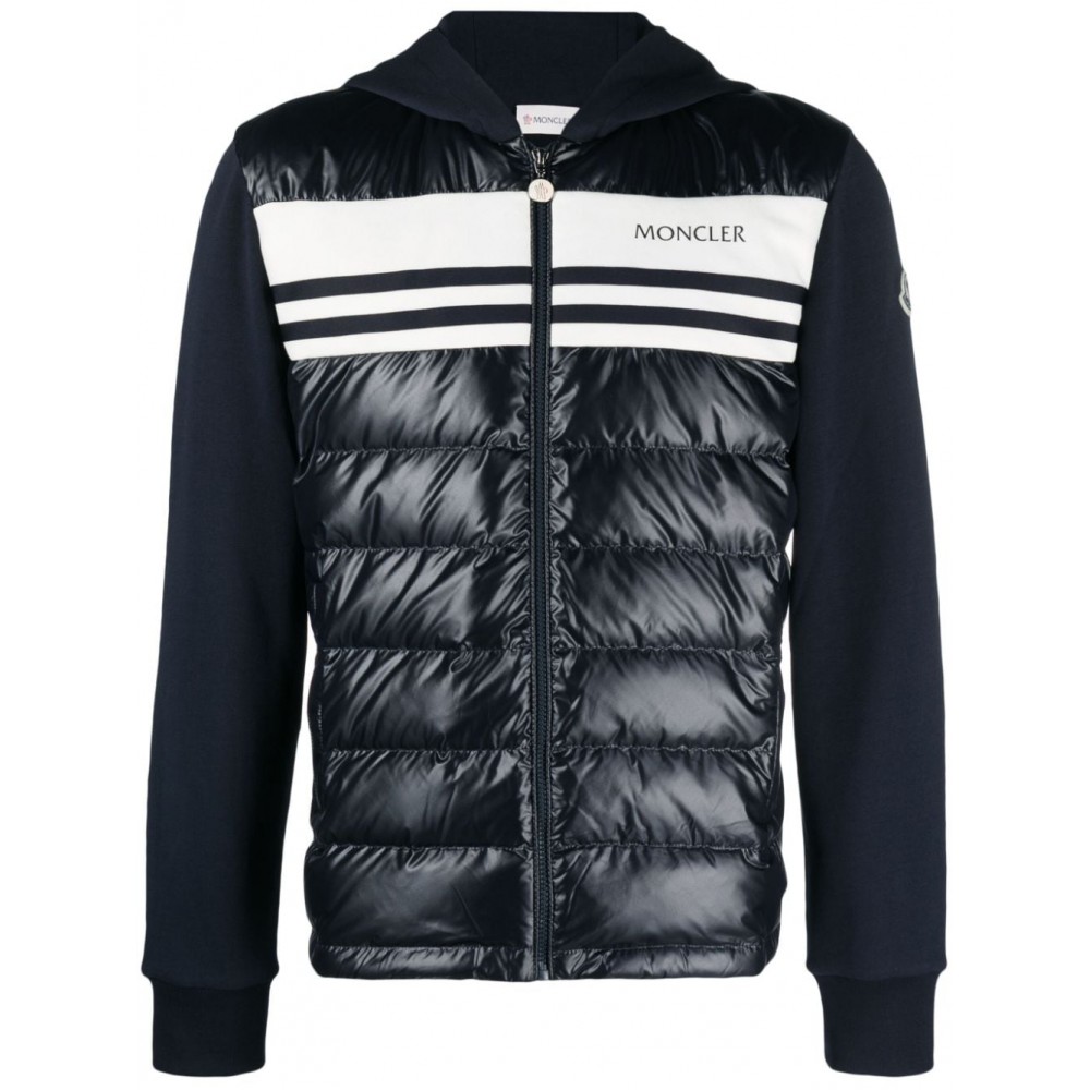 Moncler Panelled Padded Cotton Jacket Blue MCS29371