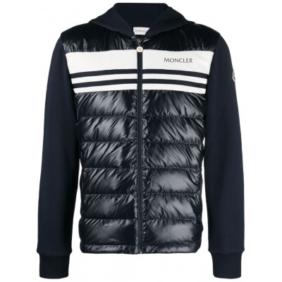 Moncler Panelled Padded Cotton Jacket Blue MCS29371