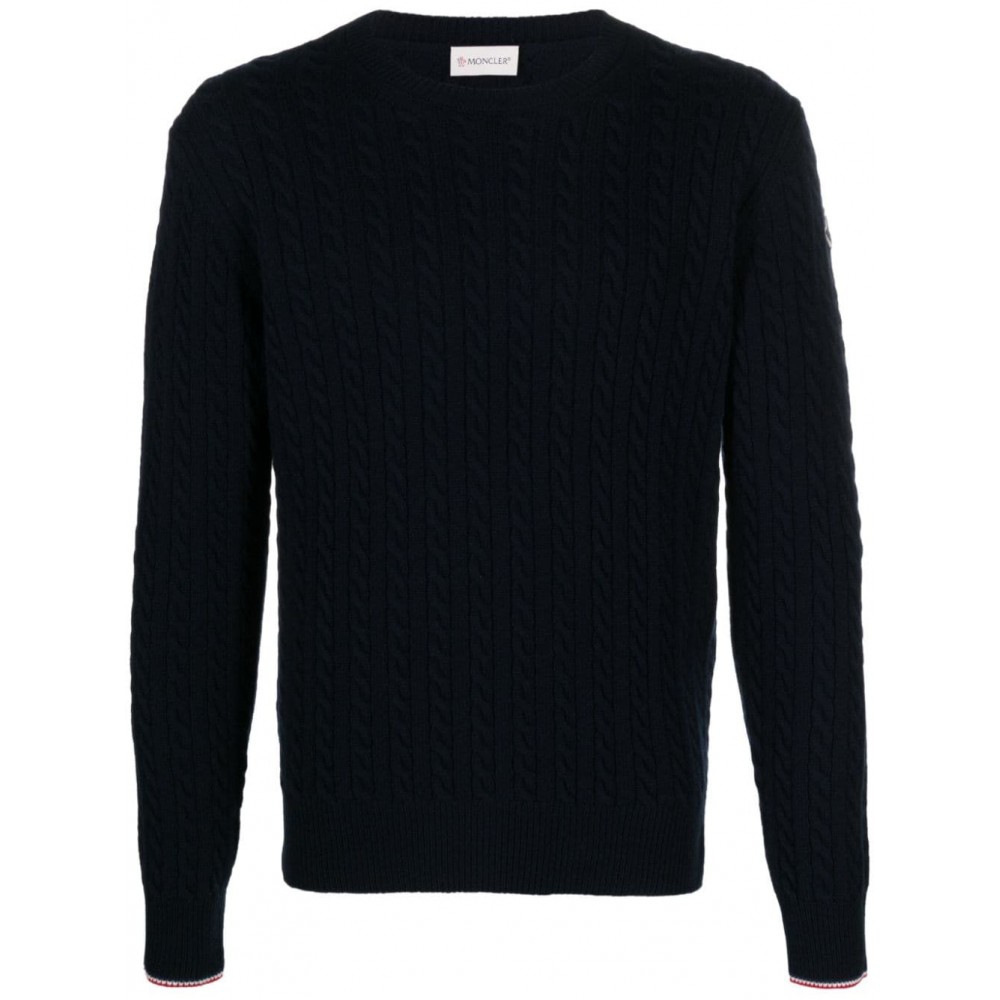 Moncler cable-knit Virgin Wool Blend Jumper Blue MCS28258