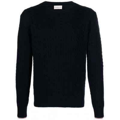 Moncler cable-knit Virgin Wool Blend Jumper Blue MCS28258