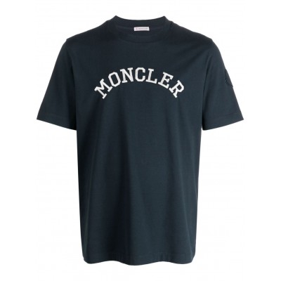 Moncler logo-embroidered Cotton T-shirt Blue MCS28882