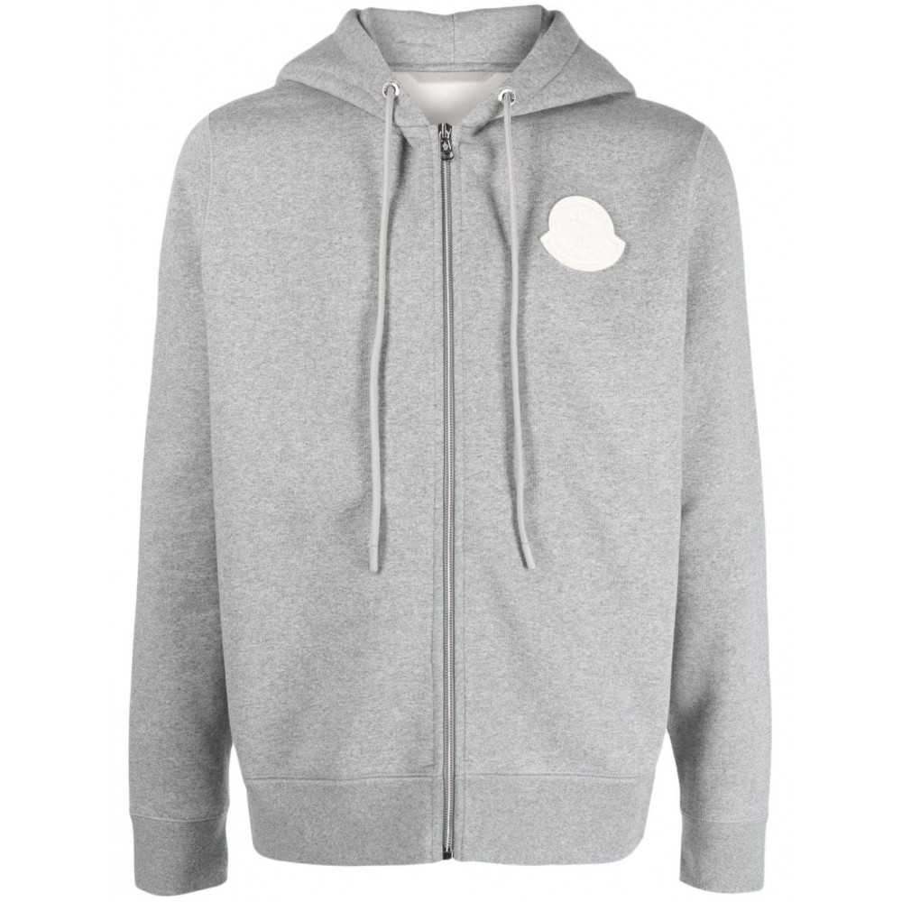 Moncler logo-patch zip-up Hoodie Grey MCS29072