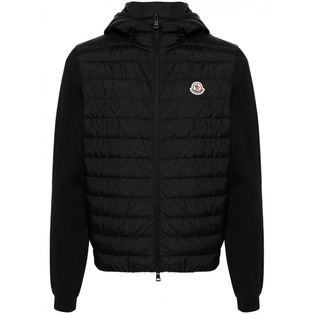 Moncler knitted-panels Hooded Puffer Jacket Black MCS28680