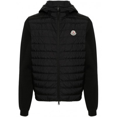 Moncler knitted-panels Hooded Puffer Jacket Black MCS28680