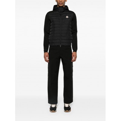 Moncler knitted-panels Hooded Puffer Jacket Black MCS28680