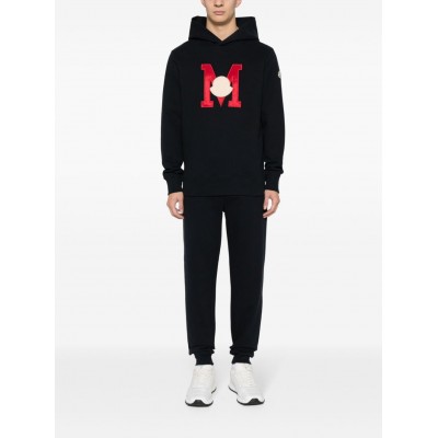 Moncler embroidered-logo Cotton Hoodie Blue MCS28444