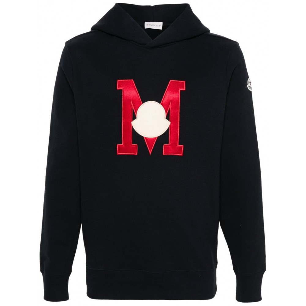 Moncler embroidered-logo Cotton Hoodie Blue MCS28444