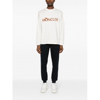 Moncler logo-print long-sleeve Cotton T-shirt Neutrals MCS29128