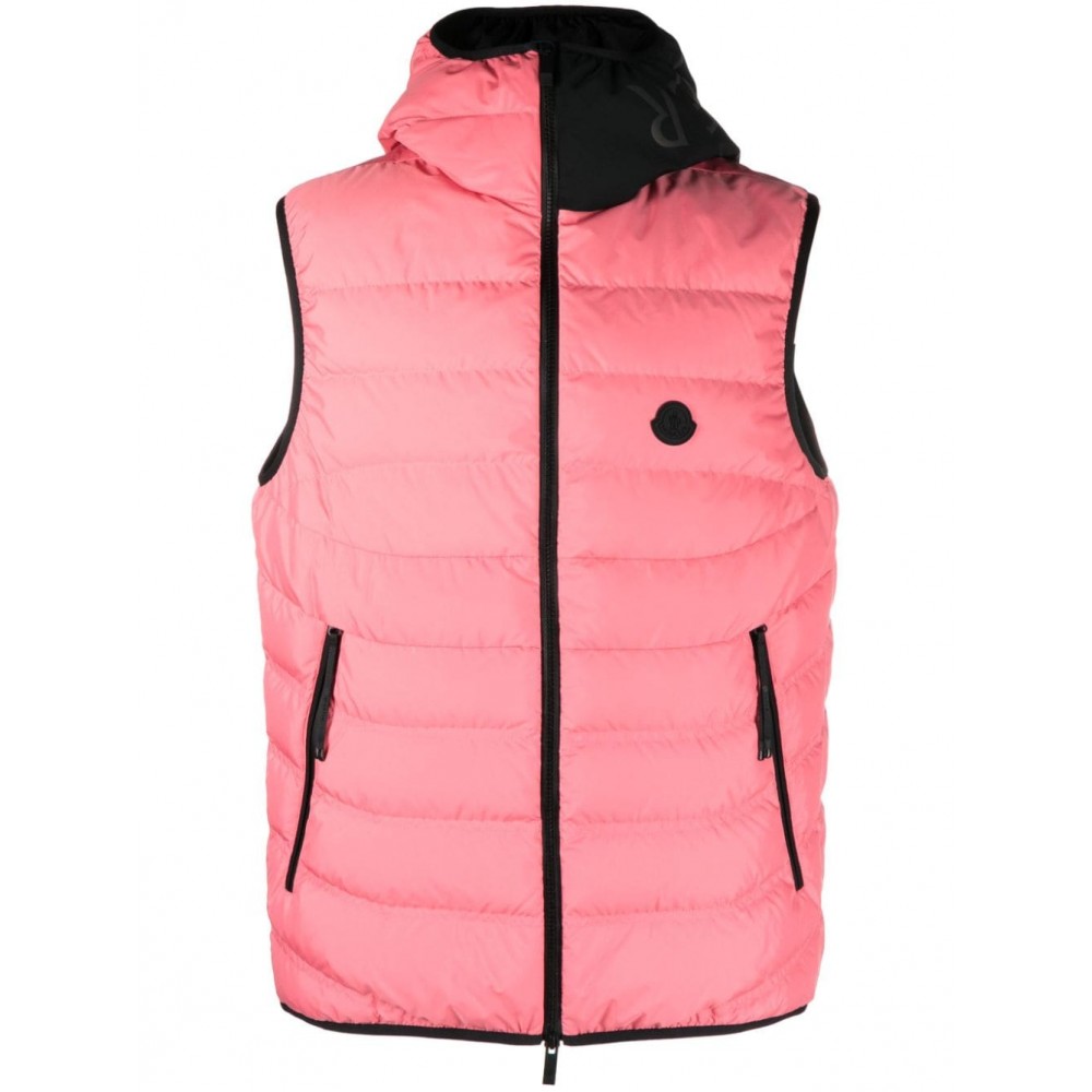 Moncler logo-patch Puffer Gilet Pink MCS29033