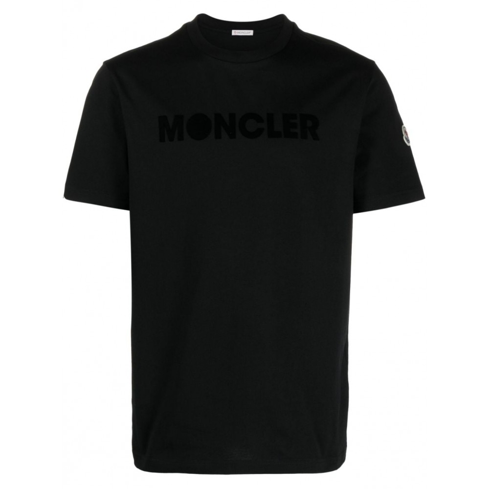 Moncler logo-flocked Cotton T-shirt Black MCS28912