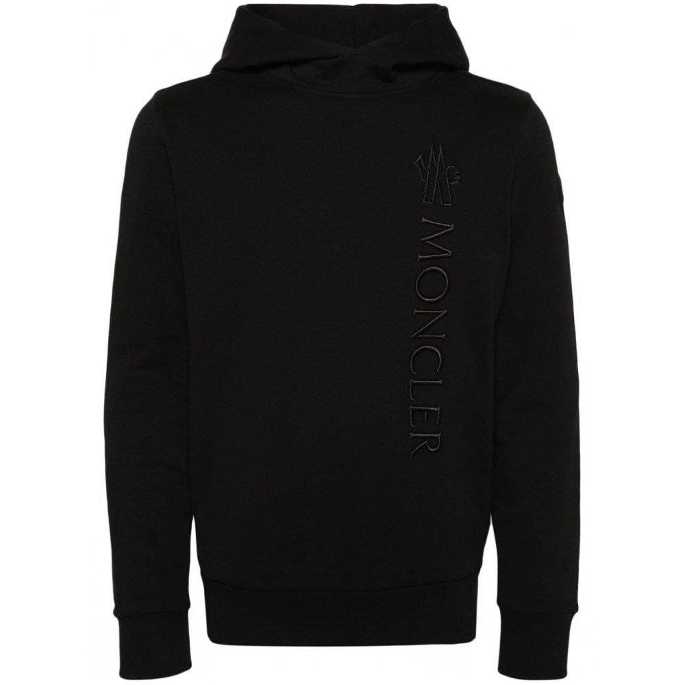 Moncler embroidered-logo Cotton Hoodie Black MCS28442