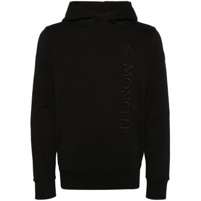 Moncler embroidered-logo Cotton Hoodie Black MCS28442