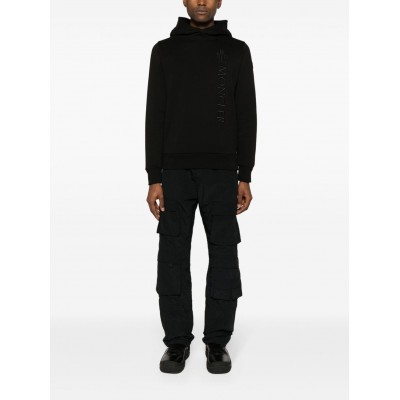 Moncler embroidered-logo Cotton Hoodie Black MCS28442