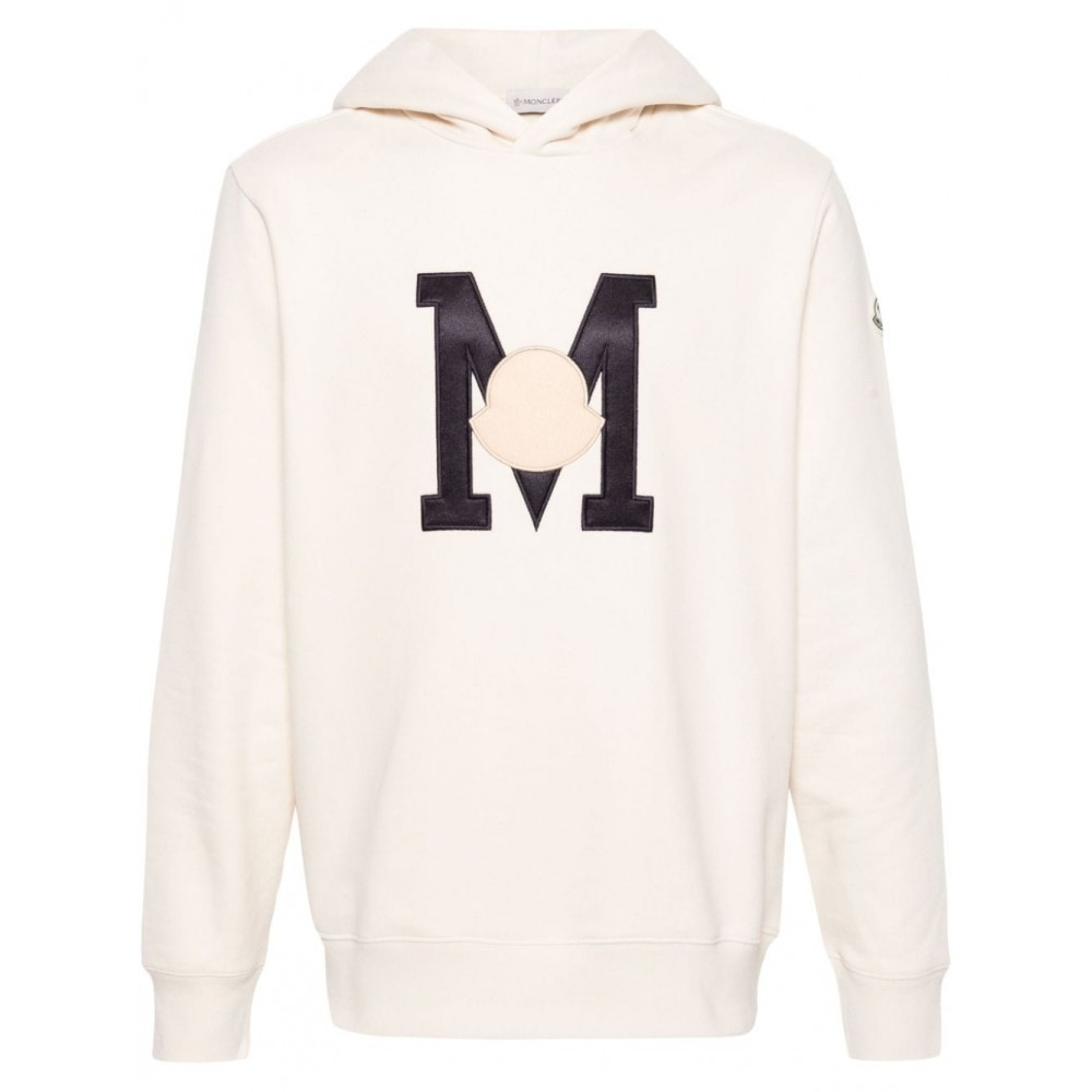 Moncler logo-patch Cotton Hoodie Neutrals MCS28928