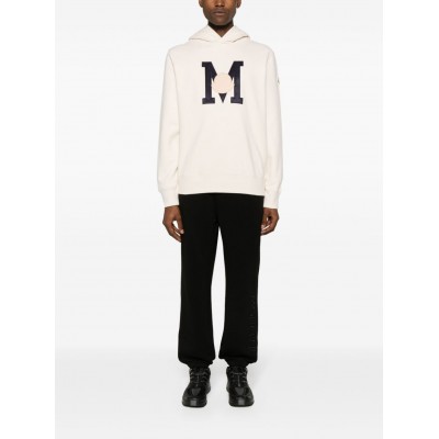 Moncler logo-patch Cotton Hoodie Neutrals MCS28928