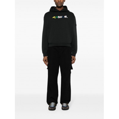 Moncler logo-embroidered Cotton Hoodie Black MCS28863