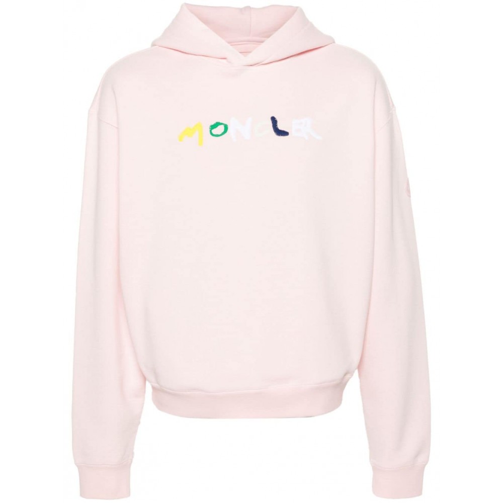 Moncler logo-embroidered Cotton Hoodie Pink MCS28869