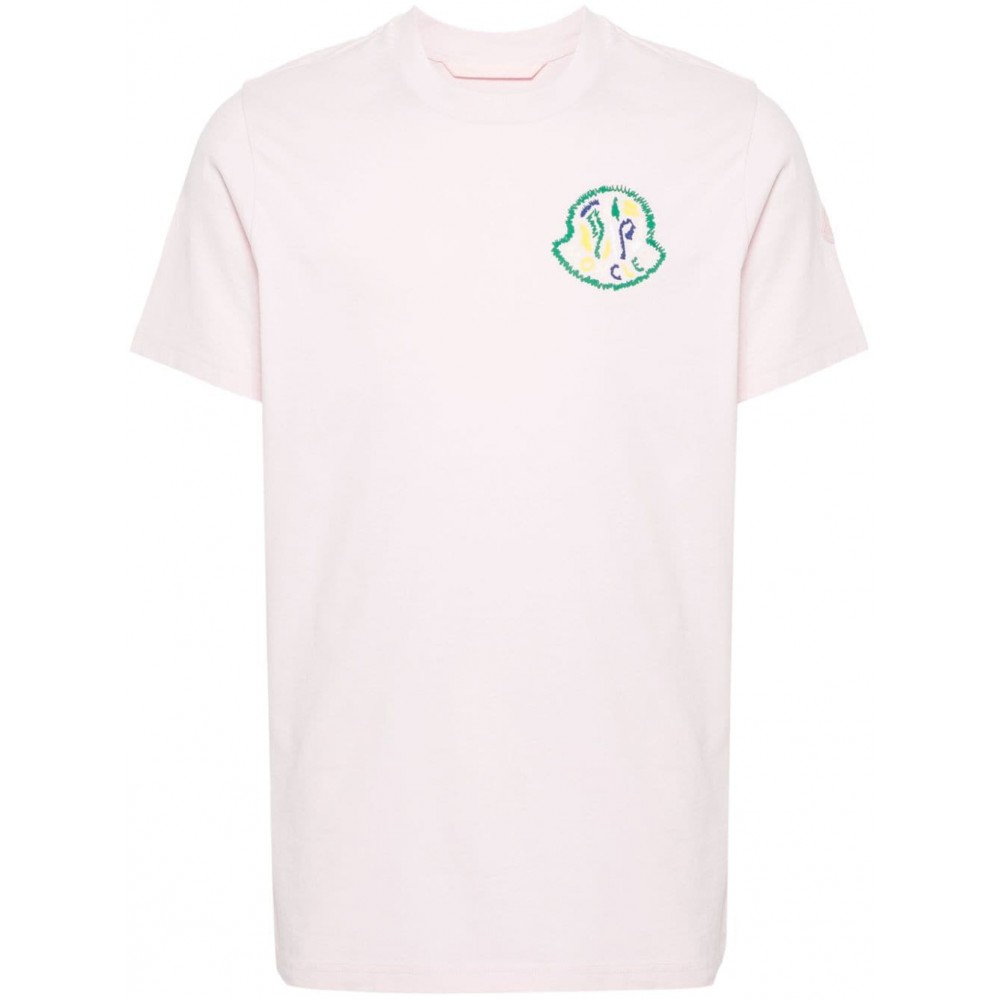 Moncler logo-print Cotton T-shirt Pink MCS29101