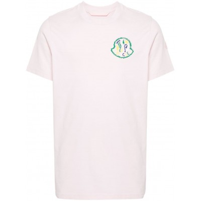 Moncler logo-print Cotton T-shirt Pink MCS29101