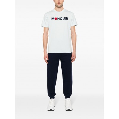 Moncler logo-flocked Cotton T-shirt Blue MCS28913